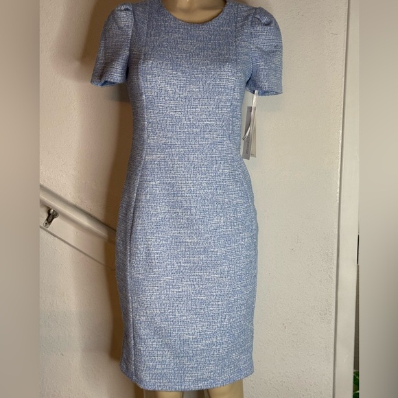 Calvin Klein Textured Blue Midi Dress - Picture 1 of 6